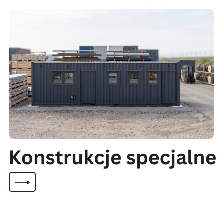 Kontenery specjalne – kontenery morskie i magazynowe Kontener z drzwiami i oknami ustawiony na terenie warsztatu.