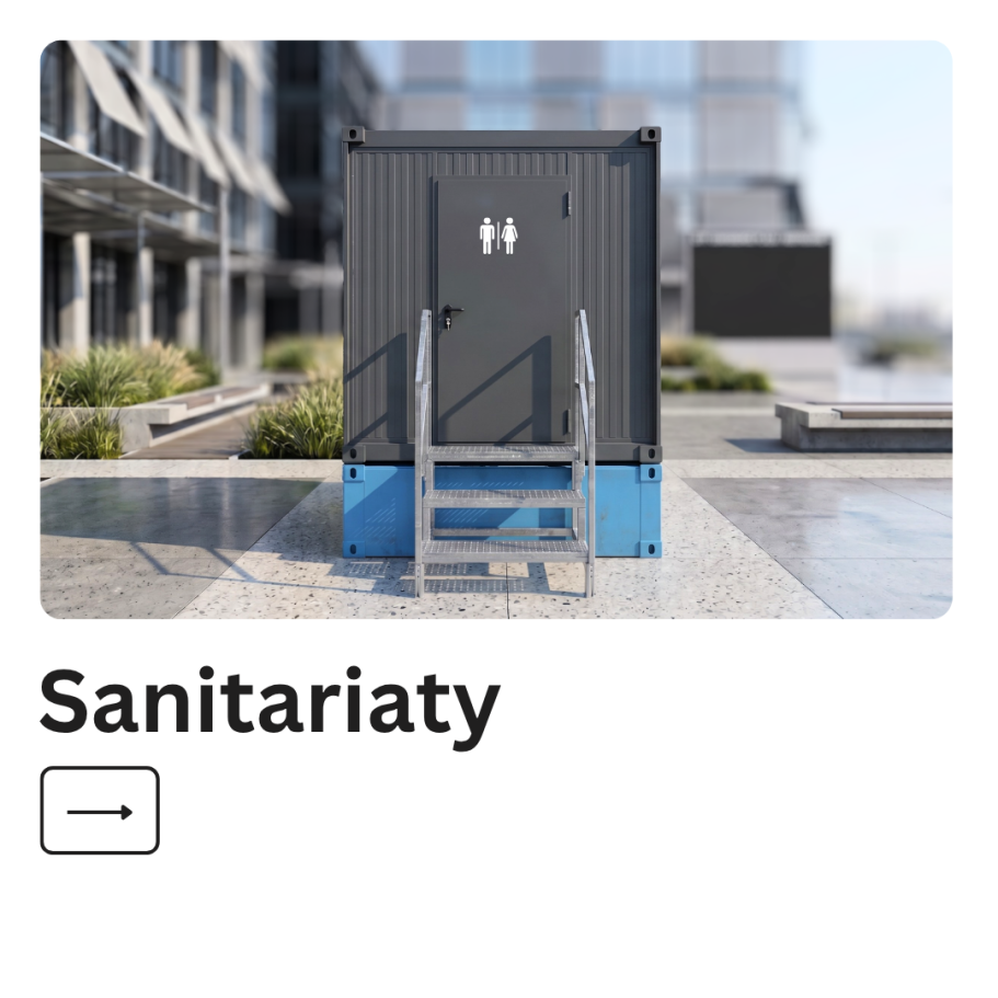Sanitärlösungen Grüne Sanitärkabine in einem modernen urbanen Umfeld mit glatten Oberflächen.